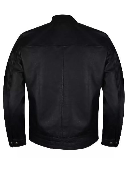 Back view of Superstar DA Logo Black Leather Jacket
