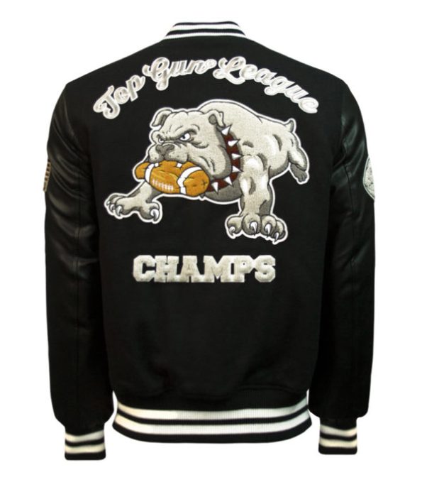 Back view of Top Gun Bulldog Varsity Jacket