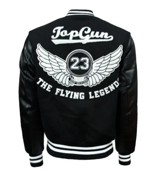 Back view of Top Gun Men’s The Flying Legend Varsity Jacket