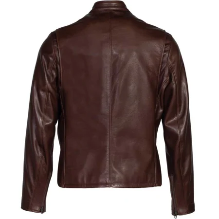 Back Waxy Cowhide Cafe Racer Jacket