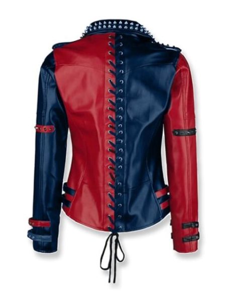 Back view of Women's Biker Studded Leather Jacket