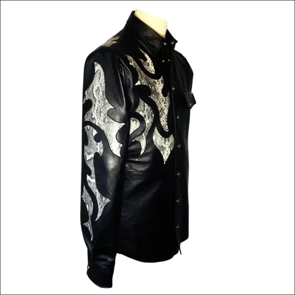 Men's Biker Snake Leather Jacket