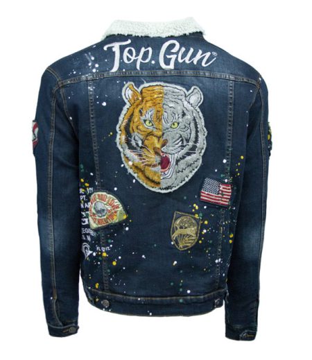 Back view of Top Gun Flying Tigers Denim Jacket