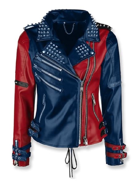 Women's Biker Studded Leather Jacket