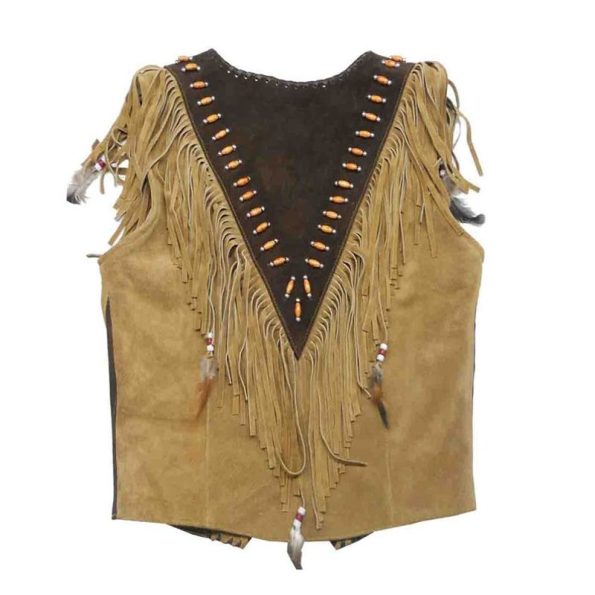Back view of Fringed Leather Vest