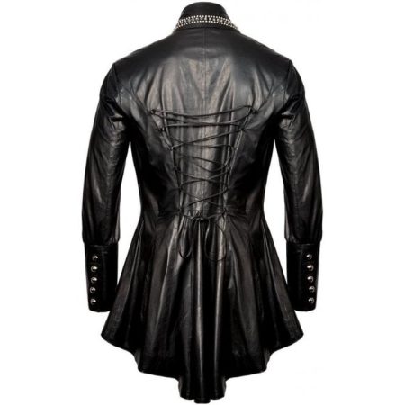 Back view of Women's Biker Black Luxury Leather Jacket