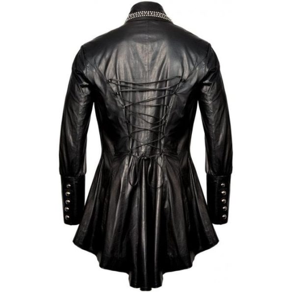 Back view of Women's Biker Black Luxury Leather Jacket