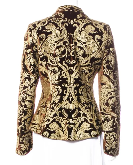 Back view of Gold Leafing Velvet Blazer