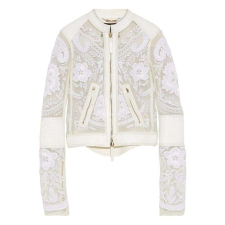 Embroidered Tulle Biker Jacket