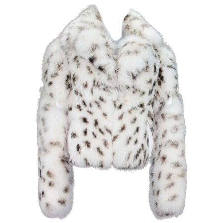 Leopard Print White Fur Jacket