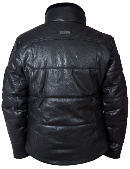 Back view of Men's Leather Parka Jacket