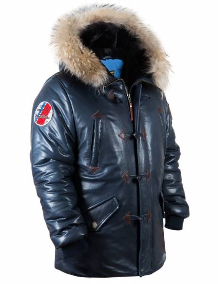 Parka Blue Leather Jacket