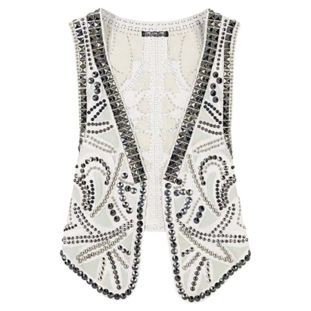 White Studded Leather Vest