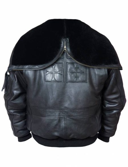 Back view of Top Gun Aviator Black Leather Jacket