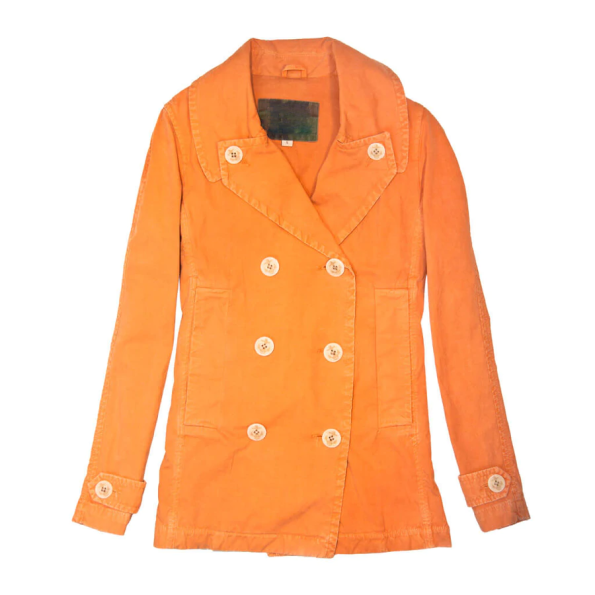 Orange Sun Washed Cotton Peacoat