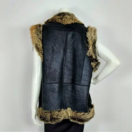 Back Faux Fur Leather Bodywarmer Vest