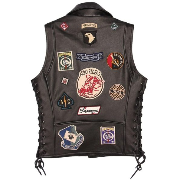 Back Slim Fit Biker Leather Vest