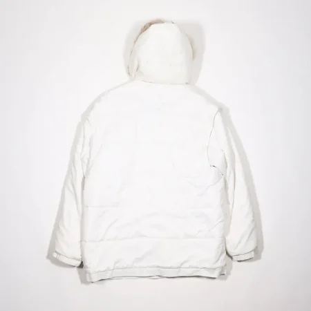 Back White Puffer Fur Hooded Jacket