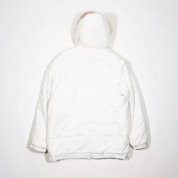 Back White Puffer Fur Hooded Jacket