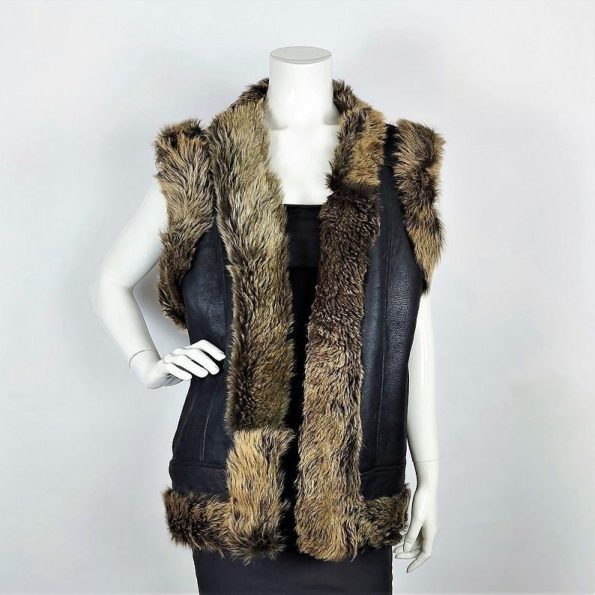 Faux Fur Leather Bodywarmer Vest