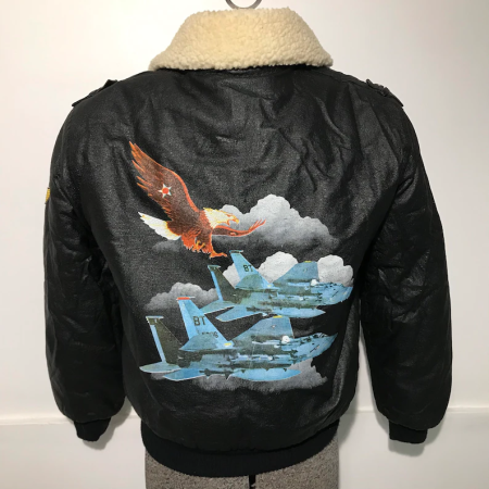 Back Fighter Jet Squadron B3 Bomber Jacket