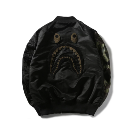 Back view of Men Black Flight Jacket
