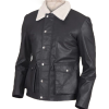 Men Button Shearling Leather Jacket