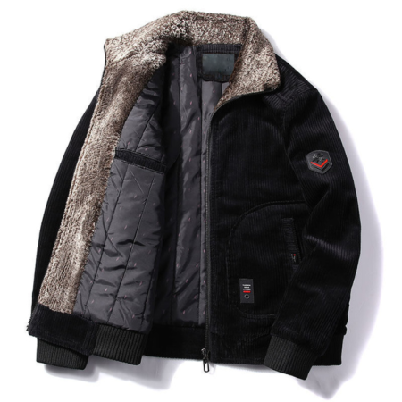 Black Men Warm Winter Corduroy Jacket