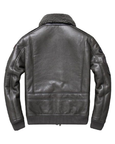 Back Top Gun Air Force Gray Leather Jacket