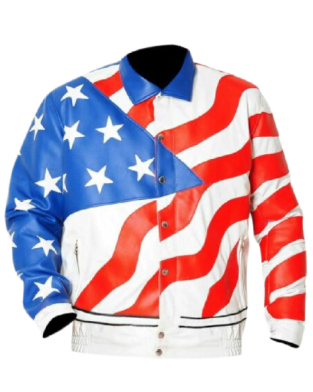USA Flag Motorcycle Leather Jacket