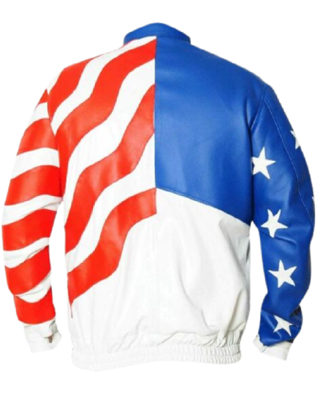 Back USA Flag Motorcycle Leather Jacket