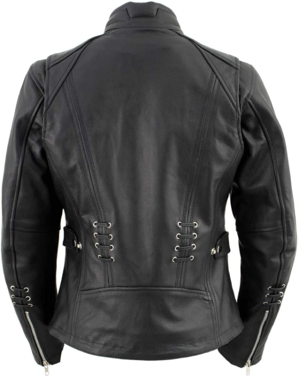 Back Black Cowhide Leather Biker Jacket