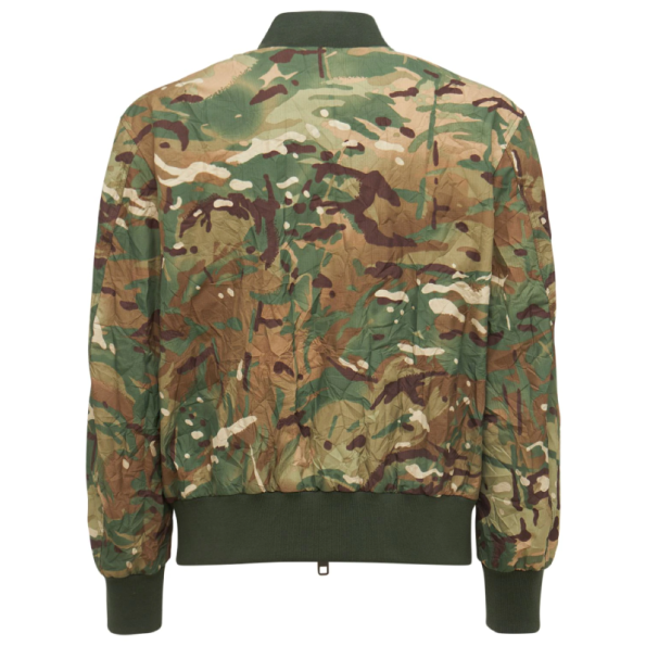 Back Camouflage Print Nylon Bomber Jacket
