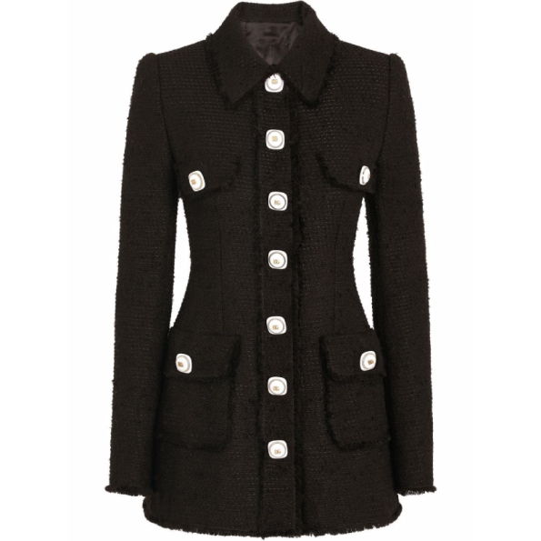 Black Tweed Single Breasted Jacket