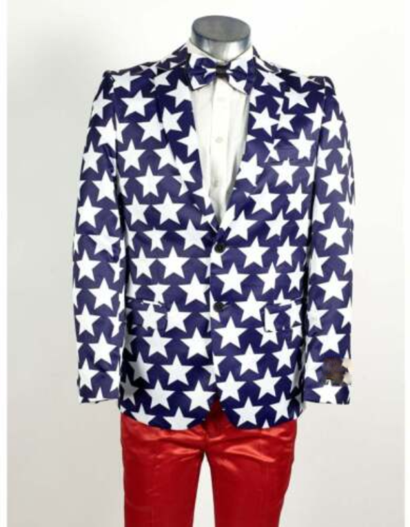 Button Blue & White Stars American Flag Blazer