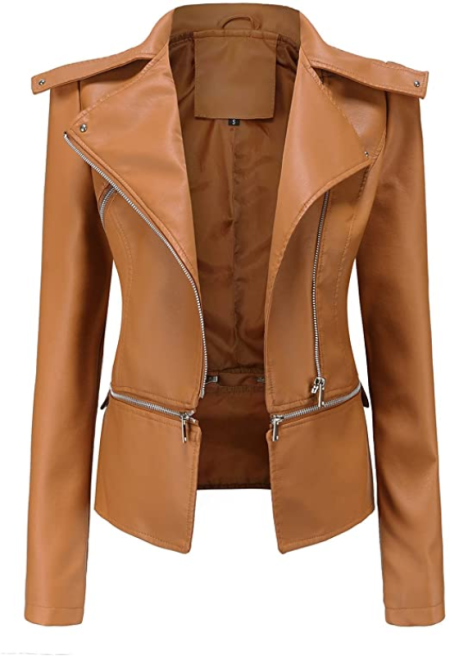 Elegant Faux Leather Motorcycle Jacket