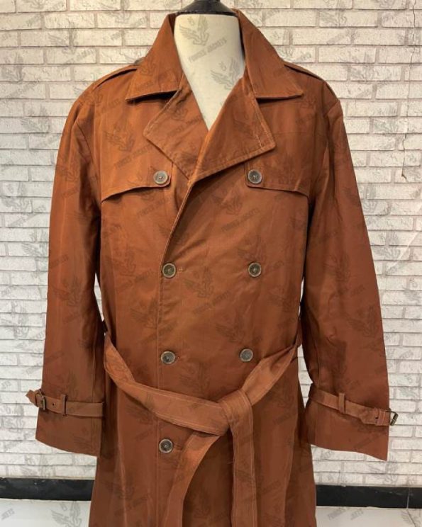 Military Men's Belted Double-Breasted Trench Coat