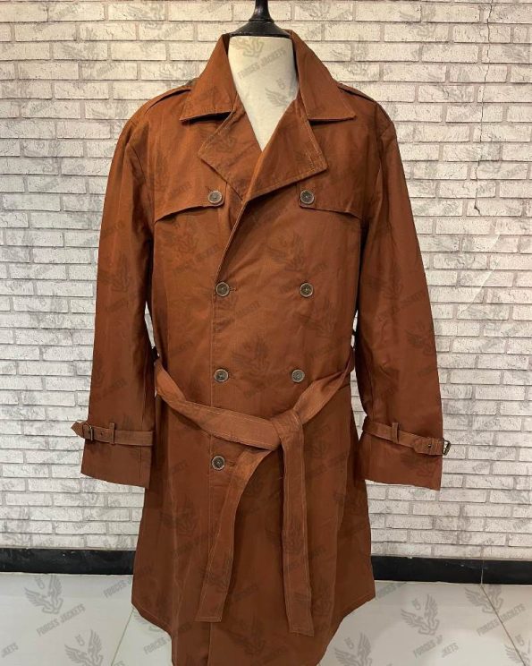 Military Men's Belted Double-Breasted Trench Coat