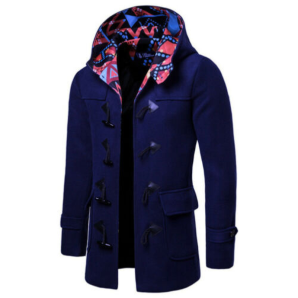 Men Hooded Trench Pea Coat