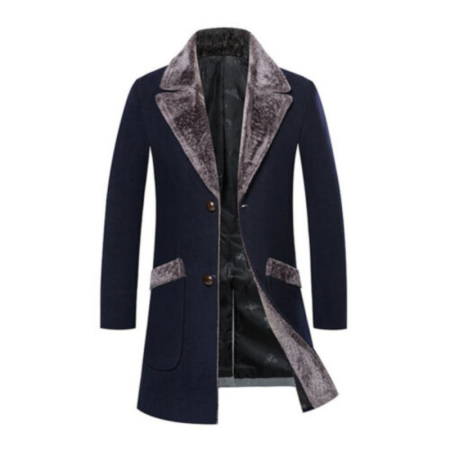 Men Trench Long Pea Coat