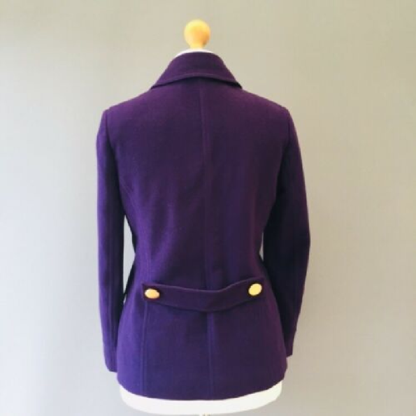 Back Military Wool Double Breasted Purple Coat