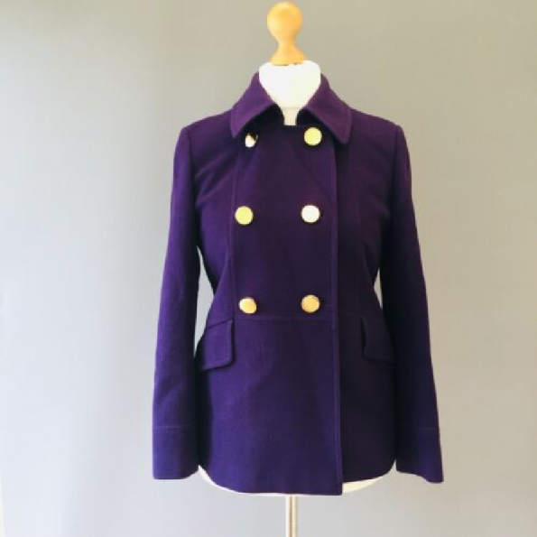 Military Wool Double Breasted Purple Coat