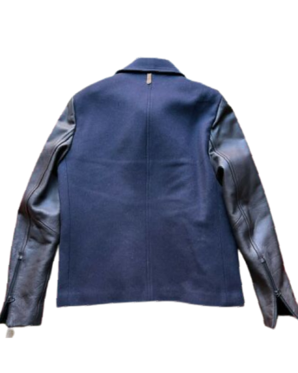Back Navy Wool Military Pea Coat