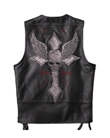Back Skull Embroidery Motorcycle Vest