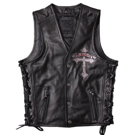 Skull Embroidery Motorcycle Vest