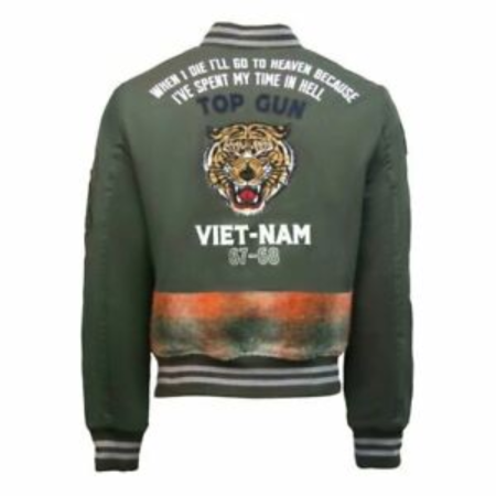 Back Top Gun Vietnam Canvas Bomber Jacket