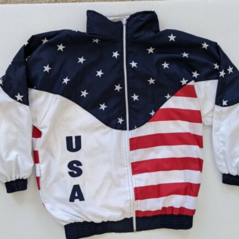 U.S.A. Flag Themed Windbreaker Jacket