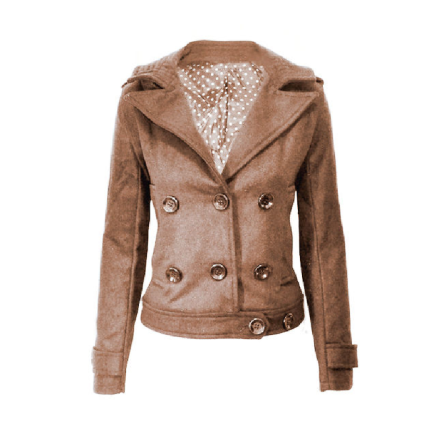 Women Brown Wool Pea Coat