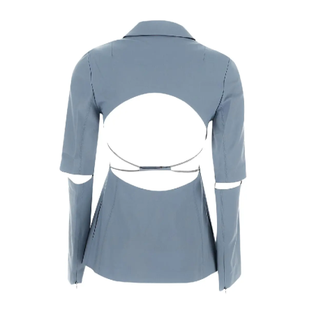 Back Women's Blue Nylon Pea Coat