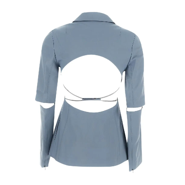 Back Women's Blue Nylon Pea Coat